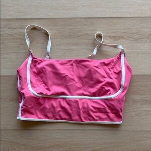 Pink Sports Bra with White Trim